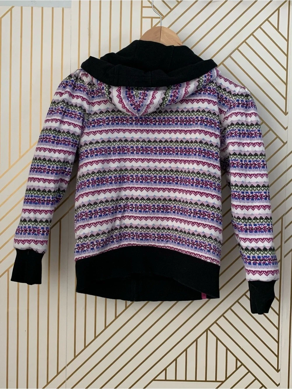 Hurley Y2K Reversible Fair isle Nordic striped Zip Up Hoodie 2000s cotton blend